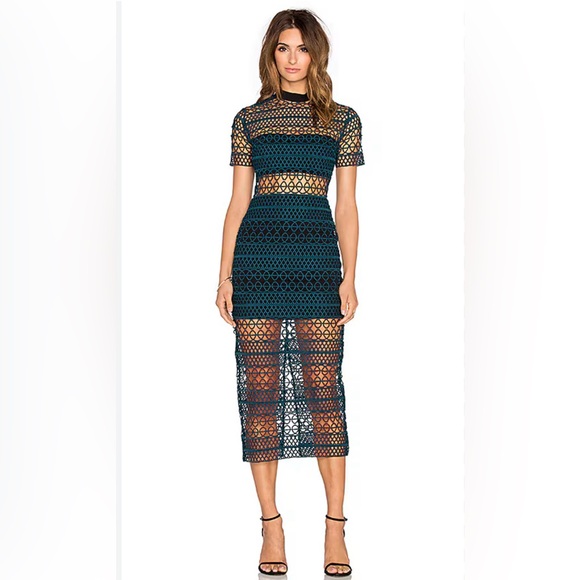 Self-Portrait dress in dark green and black Self-Portrait dress in dark green and black